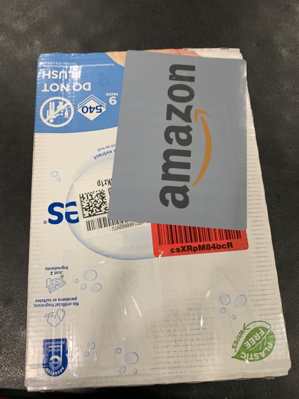 Photo 1 of WaterWipes Plastic-Free Original-baby Wipes, 99.9% Water Based Wipes, Unscented & Hypoallergenic for Sensitive Skin, 60 Count (Pack of 9) Total 540 wipes, Packaging May Vary