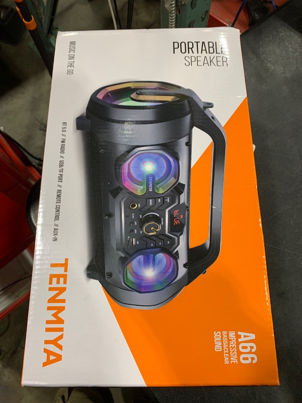 Photo 1 of Bluetooth Speaker, 30W Portable Bluetooth Boombox with Subwoofer, FM Radio, RGB Colorful Lights, EQ, Stereo Sound, Booming Bass, 10H Playtime Wireless Party Speaker for Home, Outdoor, Travel, Camping