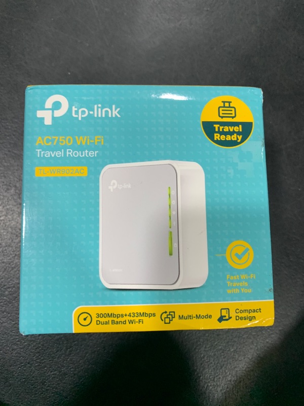 Photo 1 of TP-Link AC750 Wireless Portable Nano Travel Router(TL-WR902AC) - Support Multiple Modes, WiFi Router/Hotspot/Bridge/Range Extender/Access Point/Client Modes, Dual Band WiFi, 1 USB 2.0 Port