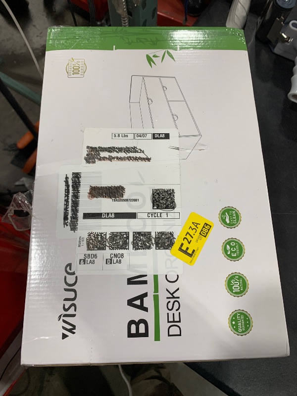 Photo 1 of Wisuce Bamboo Desk Organizer, Mini Desktop Drawer Tabletop Storage Organization Box for Office Home Toiletries Supplies Vanity, No Assembly Required (3 Drawer with Shelf)