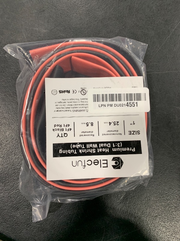 Photo 1 of ELECFUN 1 Inch 8 Ft Waterproof Heat Shrink Tubing Roll, 3:1 Large Marine Grade Adhesive Lined Heatshrink Tube, Dual Wall Wiring Wrap Seal Against Moisture Corrosion Air Leakage, 4 ft Black & 4 ft Red