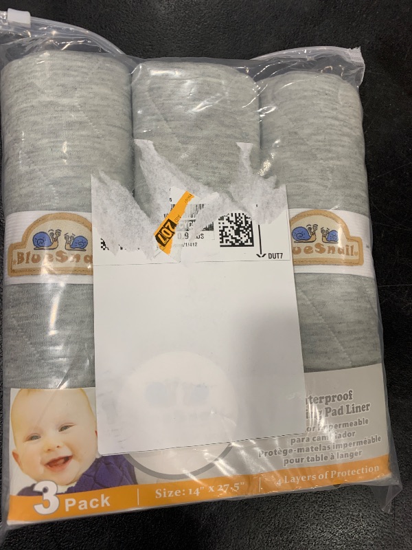 Photo 1 of BlueSnail Waterproof and Portable Baby Changing pad Liners 3 Count (Light Gray 14” x 27”)