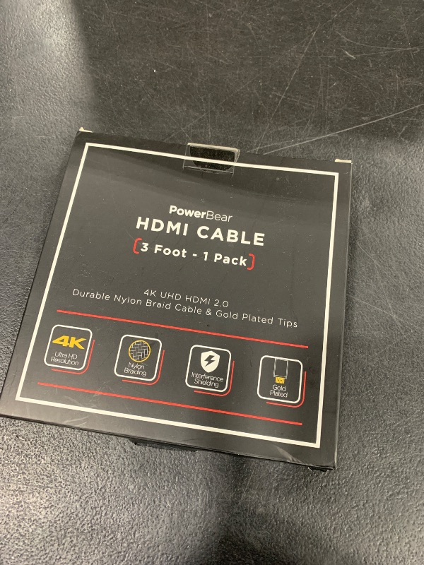 Photo 1 of PowerBear 4K HDMI Cable 3 ft | High Speed Hdmi Cables, Braided Nylon & Gold Connectors, 4K @ 60Hz, Ultra HD, 2K, 1080P, ARC & CL3 Rated | for Laptop, Monitor, PS5, PS4, Xbox One, Fire TV, & More