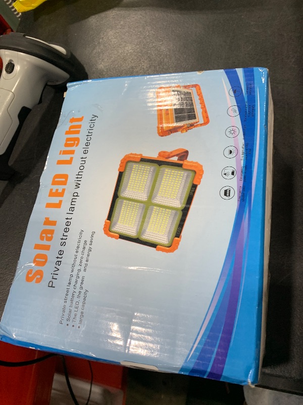 Photo 1 of 100W LED Solar Work Light, 466 LED 10000LM Magnetic Worklight with 5 Modes, 12000mAh Battary Rechargeable, IP66 Waterproof Portable Solar Outdoor Working Light for Emergency, Repair, Camping