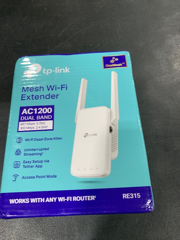 Photo 1 of TP-Link AC1200 WiFi Extender, 2024 Wirecutter Best WiFi Extender, 1.2Gbps home signal booster, Dual Band 5GHz/2.4GHz, Covers Up to 1500 Sq.ft and 30 Devices ,support Onemesh, One Ethernet Port (RE315)