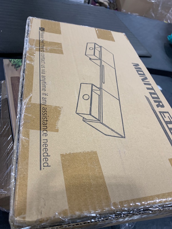 Photo 1 of WESTREE Dual Monitor Stand Riser with Two Drawers, Extra Large Storage for 2 Monitors, Desktop Oraganizer Computer,Laptop,Screen,Printer,TV