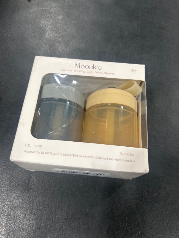 Photo 1 of Moonkie Baby Straw cup | Silicone Toddler Sippy Cup Training Cup with Straw Lid | BPA-Free Drop-Proof Baby Cup | Baby Led Weaning | 6 Months+, 5 oz, 2pack
