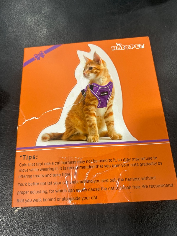 Photo 1 of Halypet Cat Harness and Leash Set [MAX Safety 4th-Gen Upgrade] Escape Proof Adjustable Cat Leash Comfortable Soft Vest Easy to Wear Kitten Harness with Reflective Strip for Cats Walking, M Night Blue
