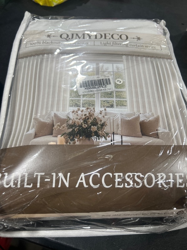 Photo 1 of Bright White Blackout Patio Door Curtains 90 Inches Long 2 Panels Set, Cute White Cottage Core Pleated Thick Linen Curtain for Kids Bedroom Nursery Windows Room Darkening Insulated Drapes Back Tab
