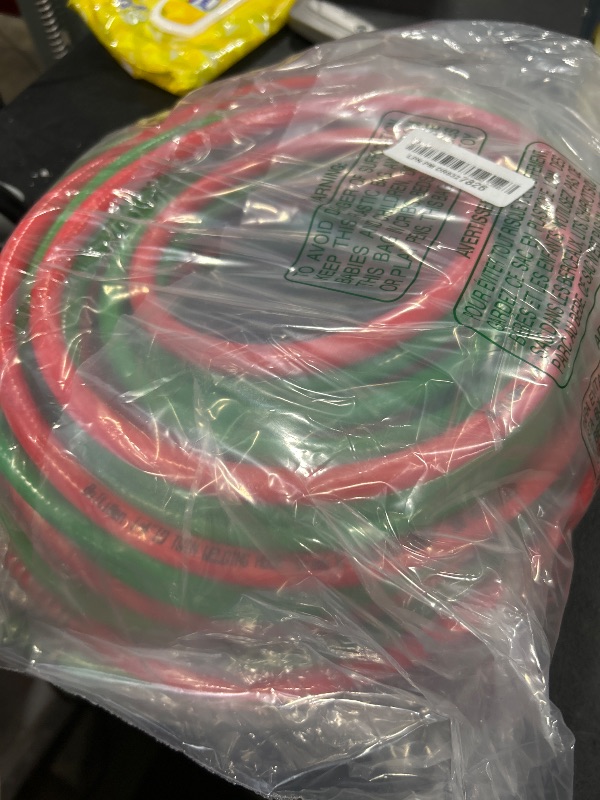 Photo 1 of Boltigen 50 Feet Oxygen Acetylene Hose, 1/4inch Grade R Oxy Acetylene Torch Hose with Brass 9/16''-18 LH/RH B Fittings, Stainless Steel Spring Ends Twin Welding Cutting Torch Hose Reel