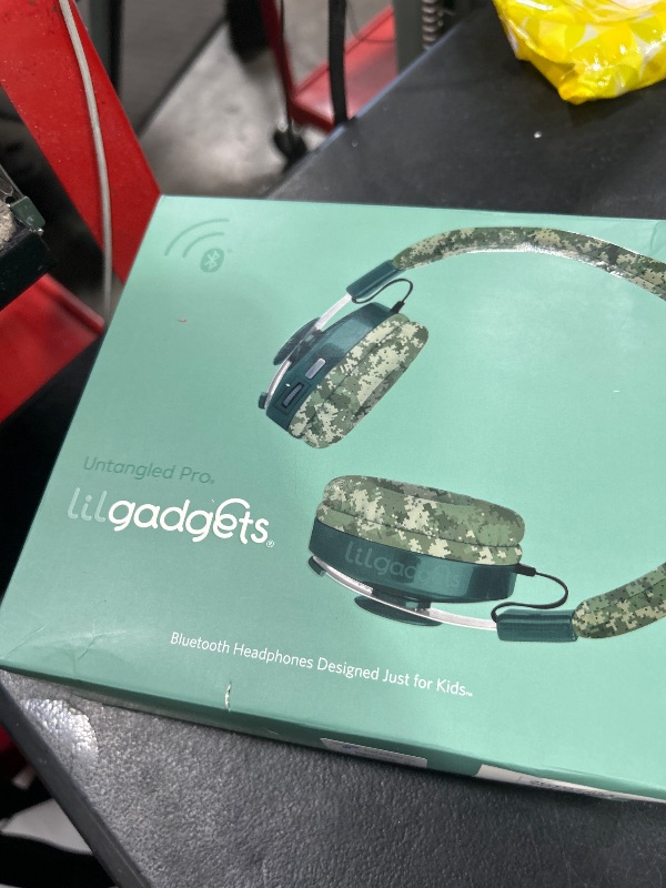 Photo 1 of LilGadgets Untangled Pro On-Ear Wireless Kids Headphones for School, Microphone, Volume Limited, SharePort Technology, SoftTouch Padding, Green Camo