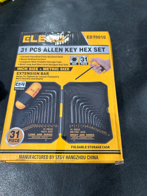 Photo 1 of ELEAD 31-Piece Hex Key Set - Allen Wrench Set, SAE and Metric Allen Keys MM(0.7mm-10mm) SAE(0.028"-3/8) Heat-Treated, Torque Handle, High Leverage, Long & Short Keys, Easy Organization