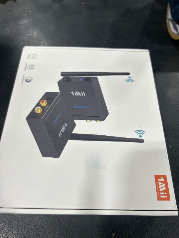 Photo 1 of 1Mii 2.4Ghz Wireless Audio Transmitter Receiver for TV, 320ft Long Range 20ms Low Delay 192kHz/24bit HiFi Audio, Wireless Adapter Kit for Subwoofer/Powered Speaker/Stereo/Soundbar, RCA(3.5mm)Out/input