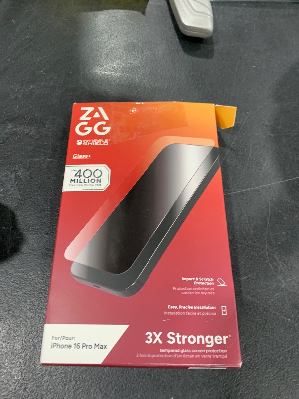 Photo 1 of ZAGG Glass+ Screen Protector for iPhone 16 Pro Max – 3X Stronger Tempered Glass with Reinforced Edges, Scratch & Smudge Resistant, InvisibleShield, Easy Installation