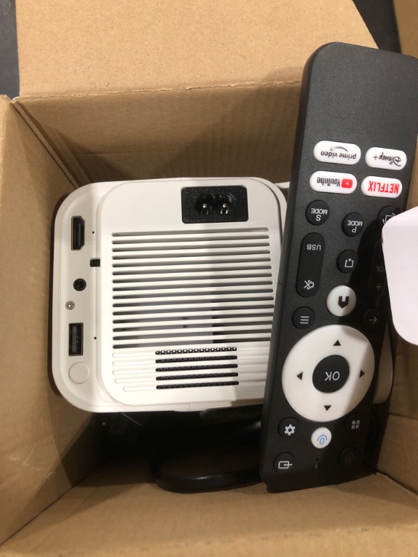 Photo 1 of [Netflix-Licensed] Magcubic Mini Projector with Wifi and Bluetooth, Portable Smart 1080P Projector with 4K Support, Auto Keystone, Voice Control, Built-in Apps HY320 NTV (White)