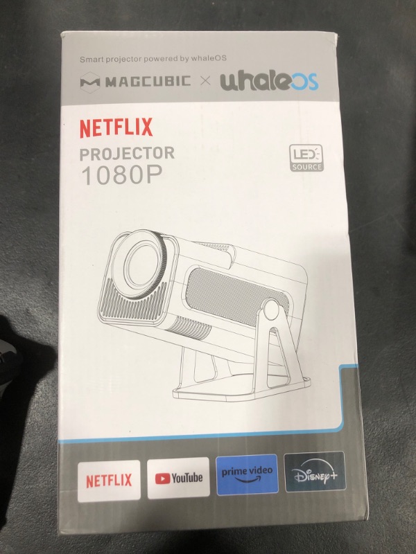 Photo 1 of [Netflix-Licensed] Magcubic Mini Projector with Wifi and Bluetooth, Portable Smart 1080P Projector with 4K Support, Auto Keystone, Voice Control, Built-in Apps HY320 NTV (White)