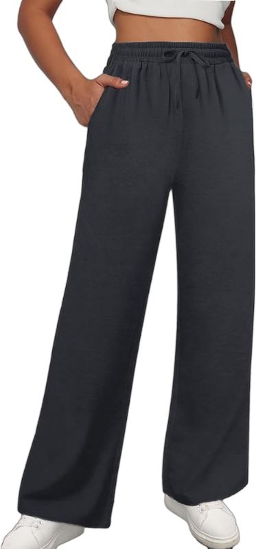 Photo 1 of ***MEDIUM SIZE*** ABOCIW Sweatpants Women Cotton High Waisted Baggy Sweat Pants Straight Leg Joggers Casual Loose Fit Athletic Lounge Pants with Pockets Black Medium