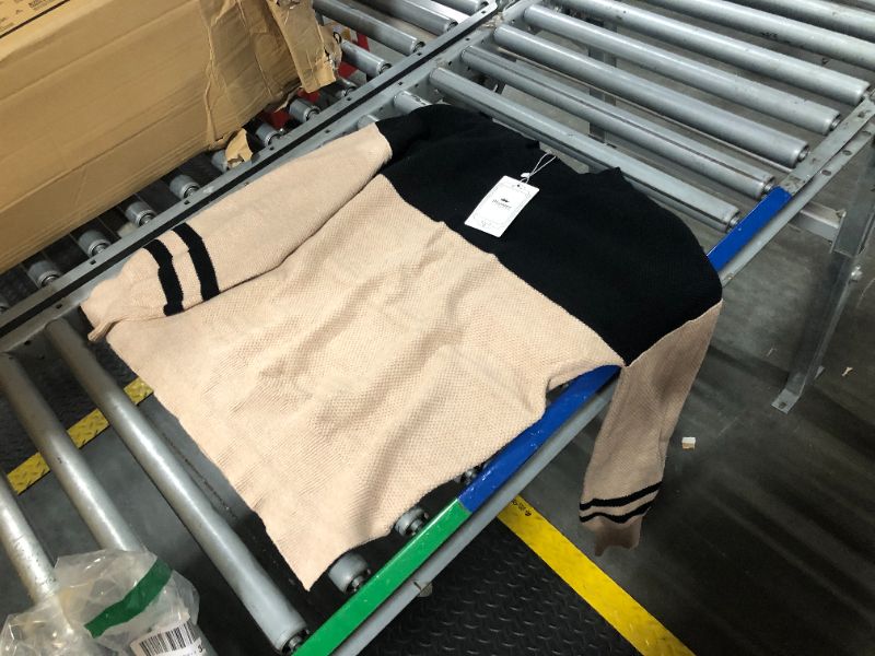 Photo 1 of ***MEDIUM SIZE*** Womens Sweaters Fall 2025 Fashion Long Sleeve Color Block Oversized Sweater Trendy Casual Crew Neck Knitted Tops Pullover,Double Khaki,Medium