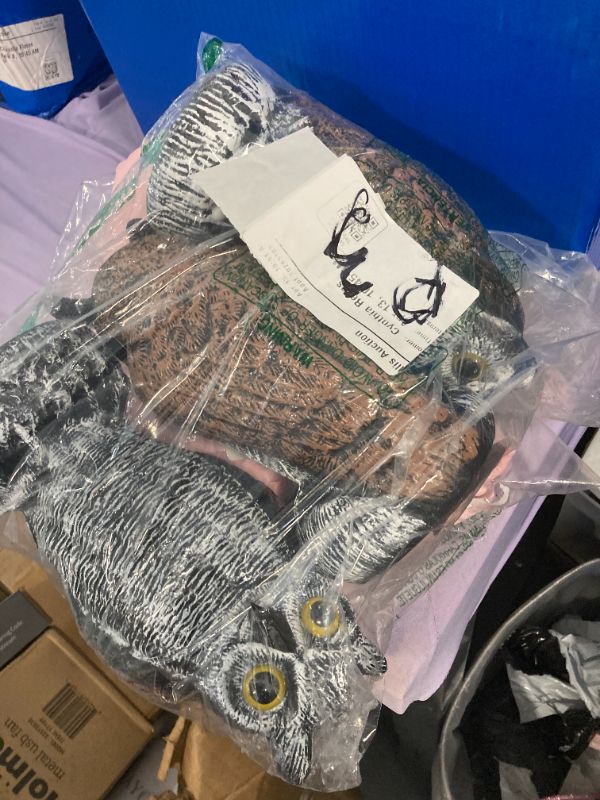 Photo 1 of 3-Pack Owl Decoys for Bird Deterrent - Weatherproof Bird Repellent Devices for Outdoor Use - Plastic Owls to Scare Birds Away and Control Garden Pests