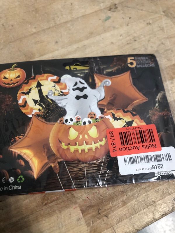Photo 1 of **MISSING GHOST BALLOON**Halloween Pumpkins Balloon Bouquet (5 Pieces) - Party Supplies Decoration