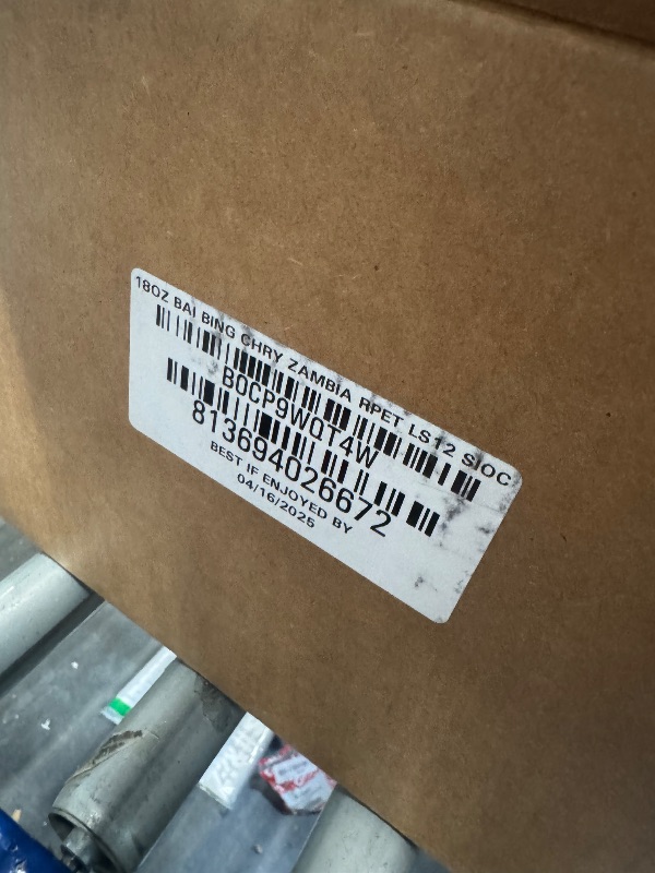 Photo 1 of ***EXPIRES 4/16/2025***Bai Antioxidant Infused Water Beverage, Zambia Bing Cherry, with Vitamin C and No Artificial Sweeteners, 18 Fluid Ounce Bottle, 12 Pack. Pallet of 20 boxes total.