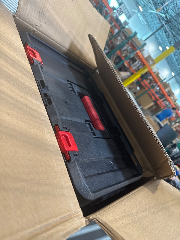 Photo 1 of Keter Stack-n-Roll Modular Tools Organizer for Garage Storage and DIY, 4 Piece Resin Rolling Tool Box System for Small Parts, Black