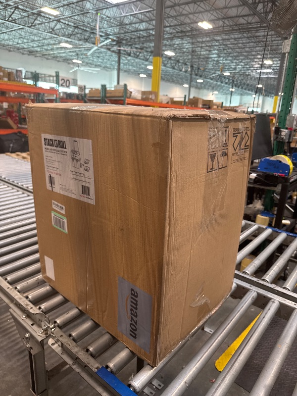 Photo 1 of Keter Stack-n-Roll Modular Tools Organizer for Garage Storage and DIY, 4 Piece Resin Rolling Tool Box System for Small Parts, Black