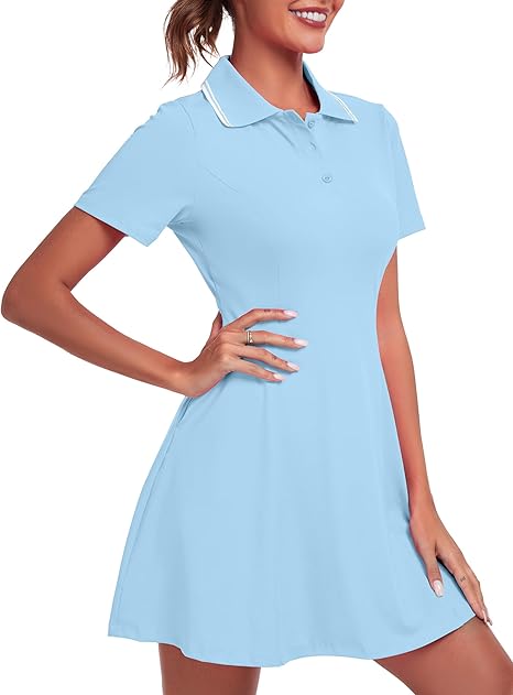 Photo 1 of Women's Golf Dress Tennis Dresses Workout Athletic Dress with Shorts/Short Sleeve/Pocket  SIZE 2XL,
