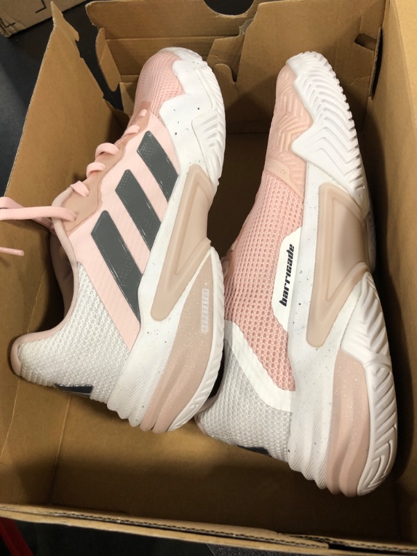 Photo 1 of adidas Women's Barricade 13 Tennis Shoes Sneaker, Sandy Pink/Grey/Sandy Pink Metallic, 7.5