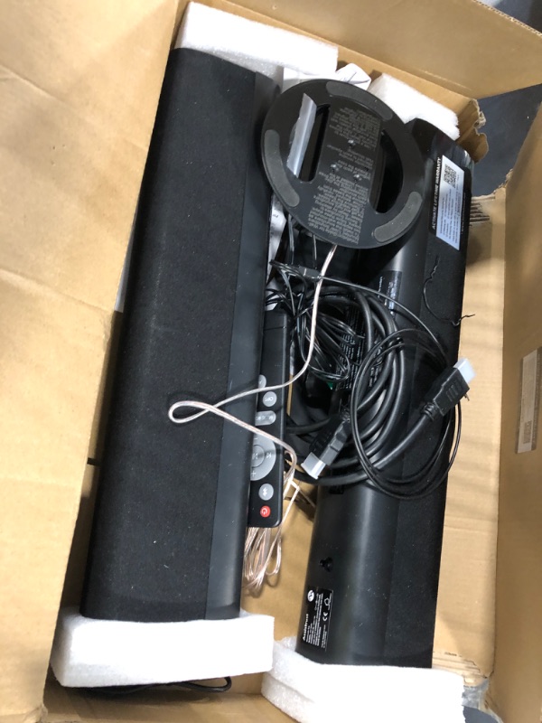 Photo 1 of Assistrust Sound Bar for Smart TV, Soundbar with Bluetooth/ARC/Opt/AUX Connect, Auto Volume Boost, 3 Equalizer Modes, 2 in 1 Detachable Soundbar for TV/PC/Gaming/Projectors [[ARTS ONLY]