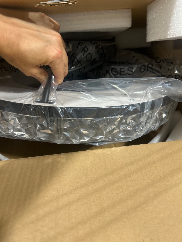 Photo 1 of 20'' Smart RGB Ceiling Fan with Light and Remote/APP Control, Low Profile Bladeless Flush Mount Enclosed Black Modern Ceiling Fan Dimmable Color Changing RGB Ambient Light for Bedroom Kids Room Party