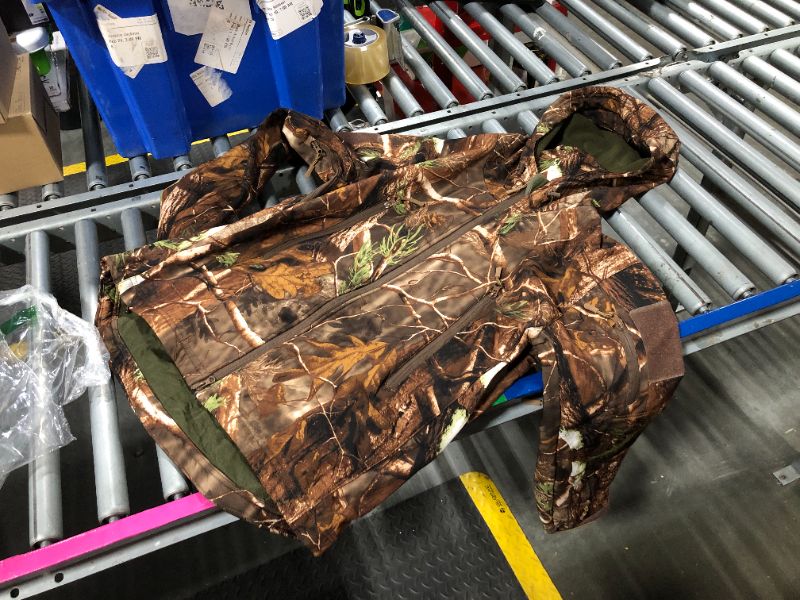 Photo 1 of ***MEDIUM SIZE, similar*** Silent Hunting Clothes for Men Soft Shell Outdoor Hiking Jacket Camo Water Resistant Fleece Hooded Coat with Pockets
