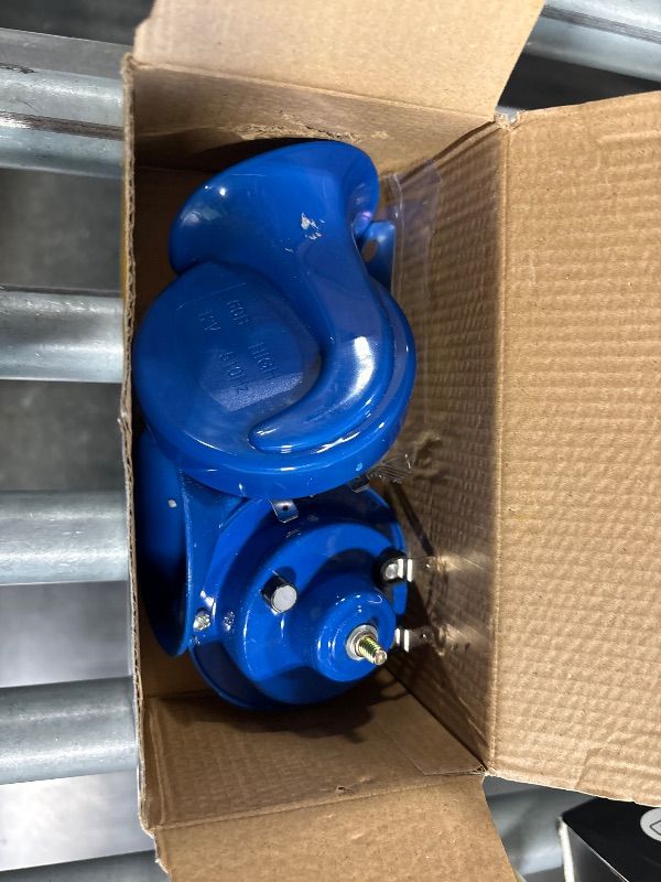 Photo 1 of 2PCS Super Loud Train Horns, Car Air Electric Snail Double Horn, 12V Waterproof Air Horns Replacement Kit, Automotive Accessories Universal for Car, Motorcycle, Truck, Bike, Boat (Blue)