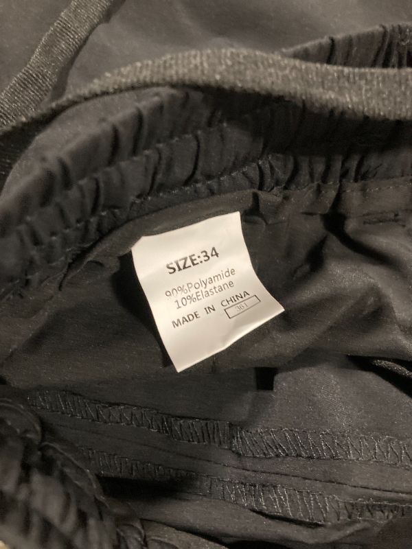 Photo 1 of ***SIZE 34*** JMIERR Men's Pants Casual Elastic Waist Hiking Pants Water Resistant Quick-Dry Lightweight Outdoor Drawstring Sweatpants with Zipper Pockets for Athletic, Workout, Jogging, Running, Golf, M, Black