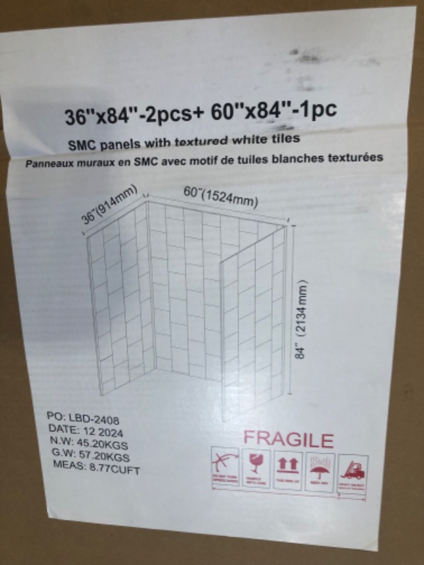 Photo 1 of 36" X 84" 2 PCS  + 60"X84"-1PCS SMC PANELS 