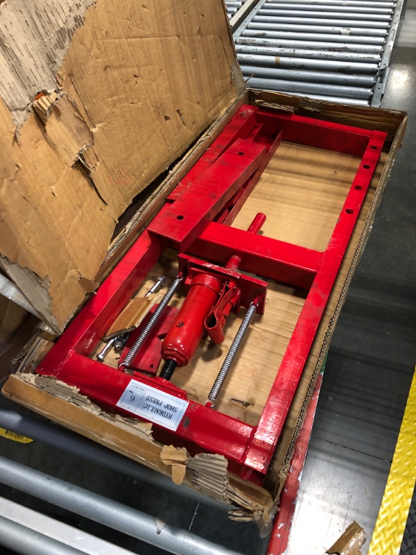 Photo 1 of 6 Ton Hydraulic Shop Press with Stamping Plates - Heavy Duty H-Frame Garage Floor Press for Bending, Straightening, Installing Bearings & U-Joints