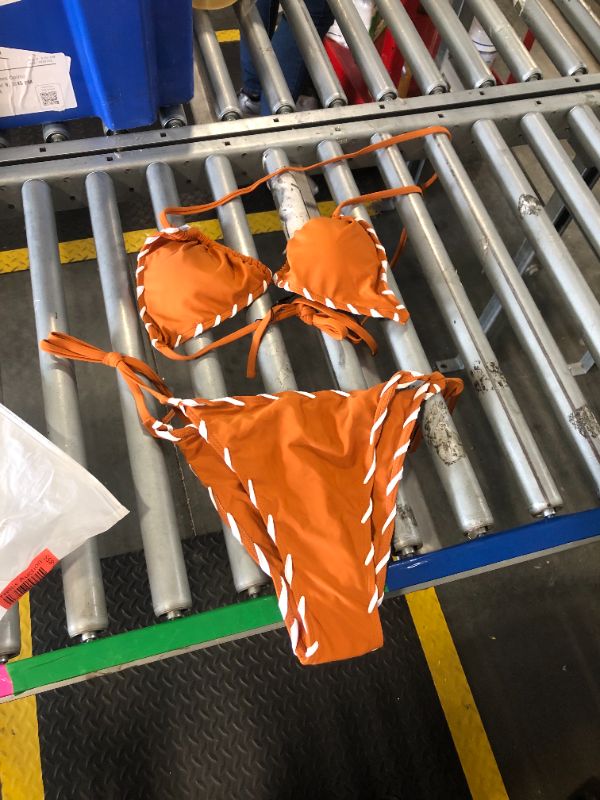 Photo 1 of ***LARGE SIZE*** ZAFUL Women Bikini Set Two Piece Twisted Trim Tie Back Halter Cheeky Swimsuit Bathing Suit Brown