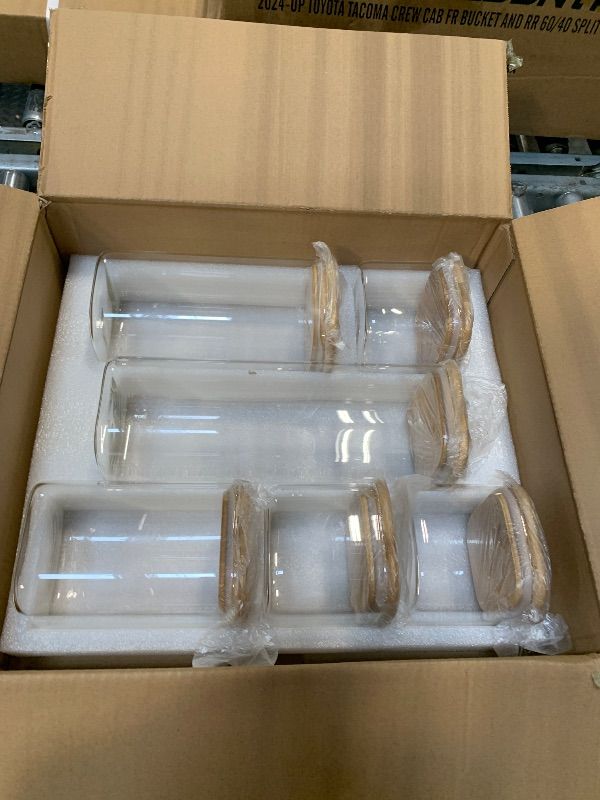 Photo 1 of 6Pcs Glass Storage Containers with Lids, Clear Food Jars Fits for Pantry, Coffee Bar, Square Airtight Canisters for Organizer Pasta, Sugar, Cerea, Coffee Bean
