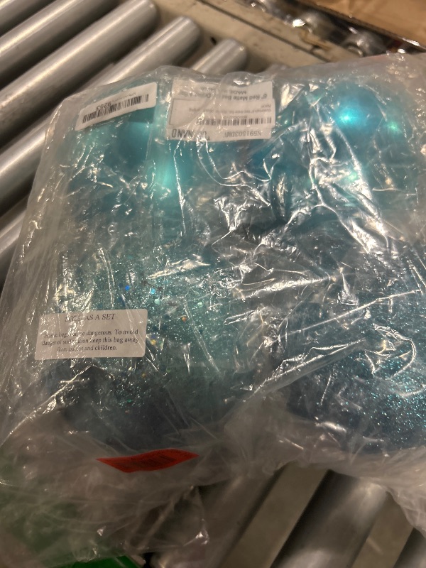 Photo 1 of ** similar image, color blue***Vickerman 6" Red Matte Ball Christmas Ornament, Shatterproof UV Resistant Plastic, Set of 4 for Christmas Tree Decor - Floral Wire for Reliable Hanging.