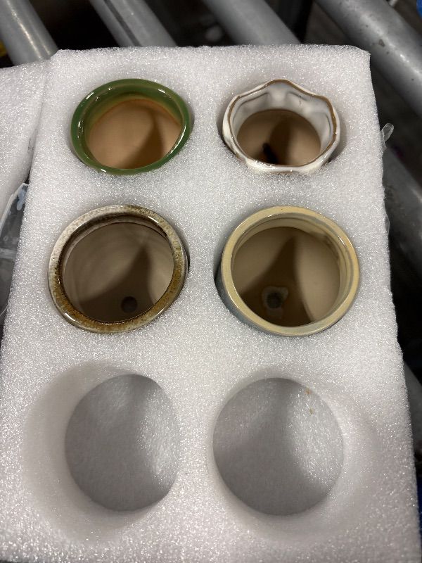 Photo 1 of **MISSING 2 POTS**T4U Small Ceramic Succulent Pots with Drainage - Set of 6, Mini Pots for Plants, Home and Office Decor, Plant Lover Gifts for Women