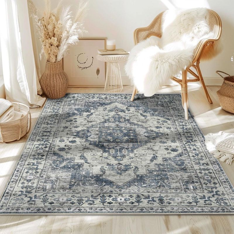Photo 1 of ** COLOR- RED!! SAME BRAND, MAY BE SIMILAR TO IMAGE**
YURELON Large Living Room Rug Machine Washable Rug 8x10 Boho Area Rug TPR Non Slip Ultra Soft Room Carpet Vintage Design,Stain Resistant Rugs for Bedroom,Dining Room,Oriental Rug(Blue/Gray, 9'x10')***S
