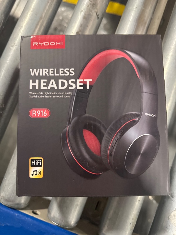 Photo 1 of   Rydohi Bluetooth Headphones Over Ear, 68H Playtime 3 EQ Music Modes Wireless Headphones with Microphone/Deep Bass, Foldable Lightweight Headset for PC Home Travel Office(Black Blue)