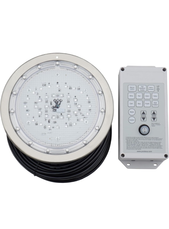 Photo 1 of 10 Inch LED Multicolor Inground Pool Light – Stainless Steel Housing, 50ft Cord, RGB Controller for Wet Niche
