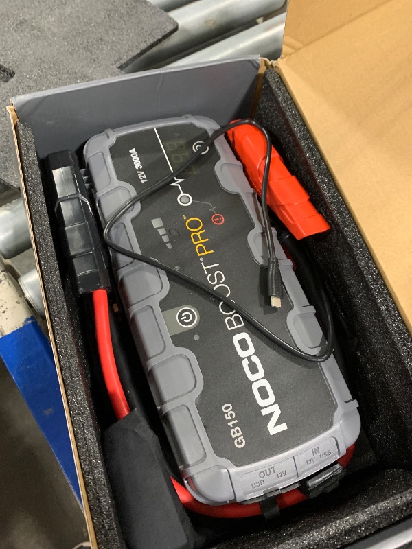 Photo 1 of NOCO Boost Pro GB150 3000A UltraSafe Car Battery Jump Starter, 12V Battery Pack, Battery Booster, Jump Box, Portable Charger and Jumper Cables for 9.0L Gasoline and 7.0L Diesel Engines.