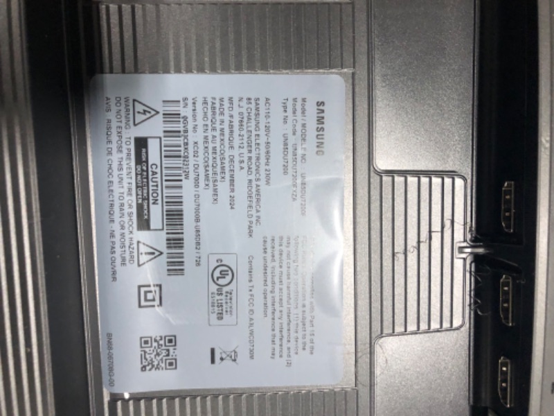 Photo 1 of ** Only PArts** SAMSUNG 85-Inch Class Crystal UHD 4K DU7200 Series HDR Smart TV w/Object Tracking Sound Lite, PurColor, Motion Xcelerator, Mega Contrast, Q-Symphony (UN85DU7200, 2024 Model)