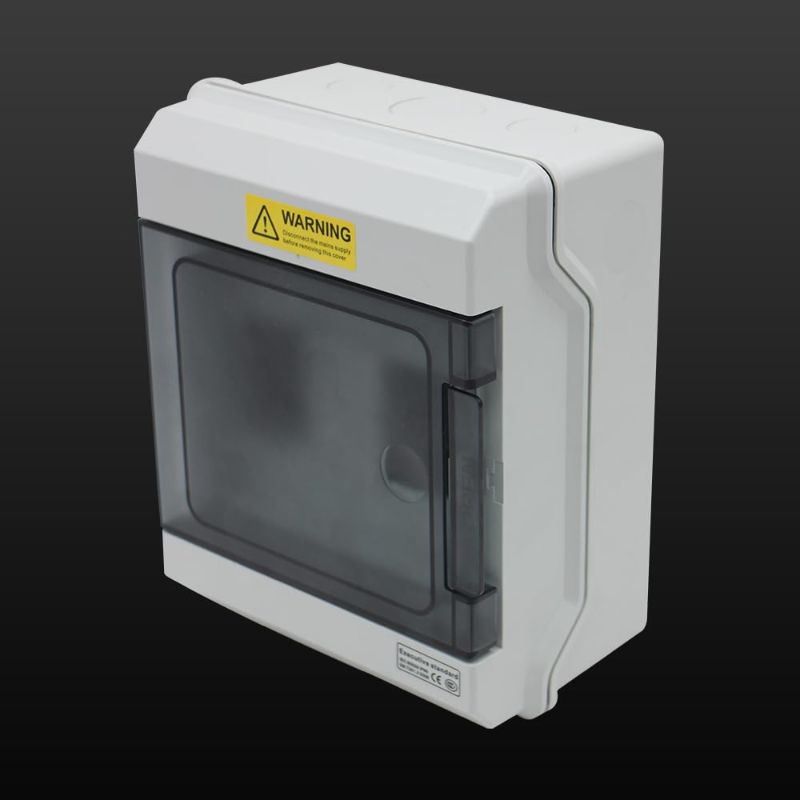 Photo 1 of 6 Way Outdoor Waterproof IP66 PC/ABS Alloy Plastic Circuit Breaker Box Power Distribution Protection Box for MCB Miniature Circuit Breaker with DIN Rail 6.50 x 4.13 x 7.48 inch