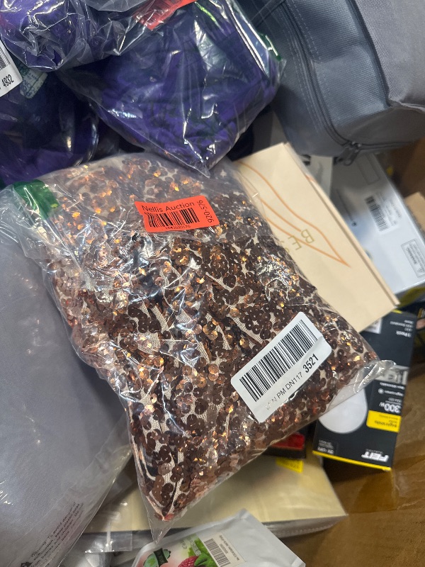 Photo 1 of MANER Women's Sequin Glitter Short Sleeve Dress Sexy V Neck Mini Party Club Bodycon Gowns(XL, Silver/Rose Gold/Brown)