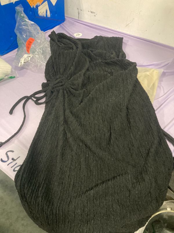 Photo 1 of Acelitt Womens Cut Out Mini Dress Drawstring Ruched Sleeveless Textured Tank Dresses Beach Vacation Outfits Black Medium