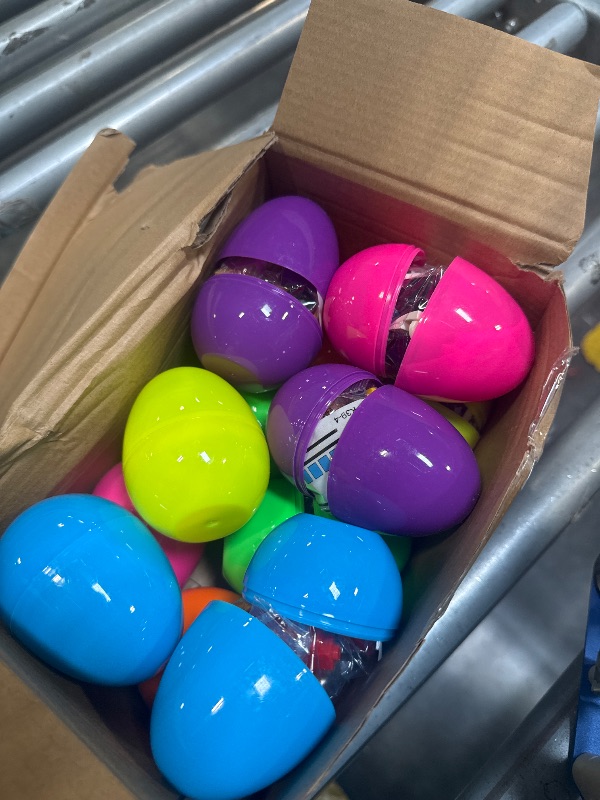 Photo 1 of 12 Pack 3" Large Prefilled Easter Eggs with Stem Toy Cars Kids Easter Basket Essential Plastic Surprise Egg Building Blocks 6 in 1 Transform Construction Vehicle Basket Stuffers Boys Egg Hunt Favor