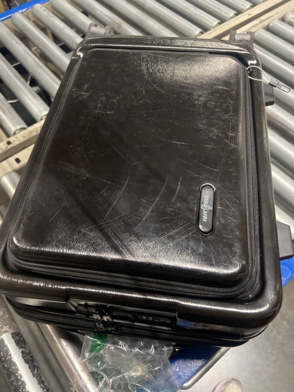 Photo 1 of 22 Inch Carry On Luggage 22x14x9 Airline Approved, Carry On Suitcase with Wheels, Hard-shell Carry-on Luggage, Durable Luggage Carry On, Jet Black Small Suitcase with Cosmetic Carry On Bag
